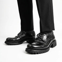 Jet Black Washed Horse Leather Derby