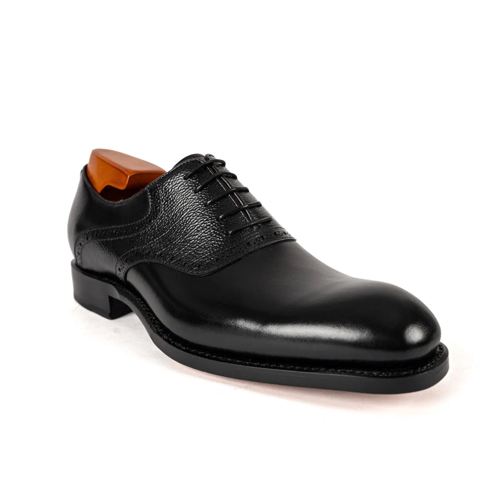 Men's Black Brogue Oxford Shoes Divinch