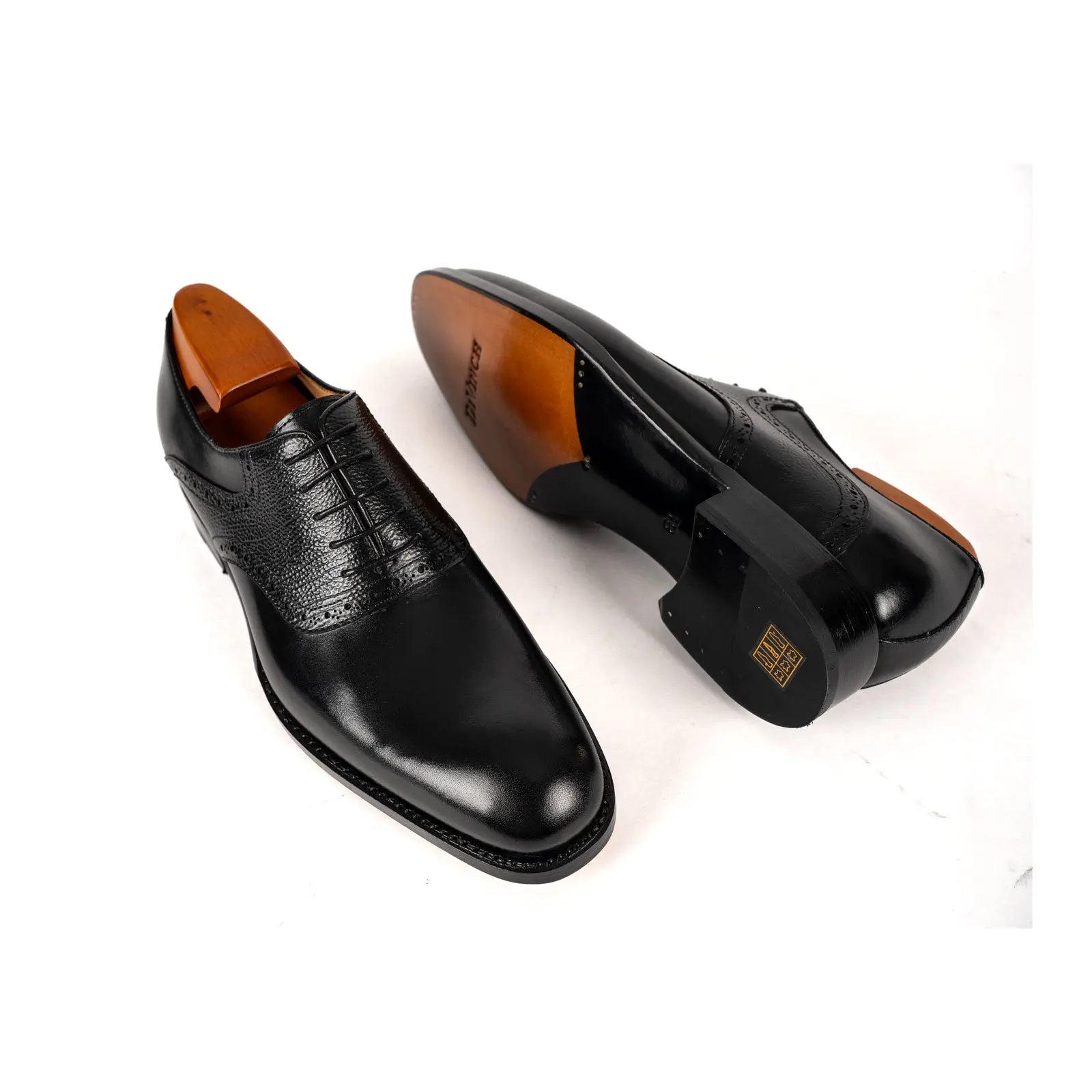 Men's Black Brogue Oxford Shoes Divinch