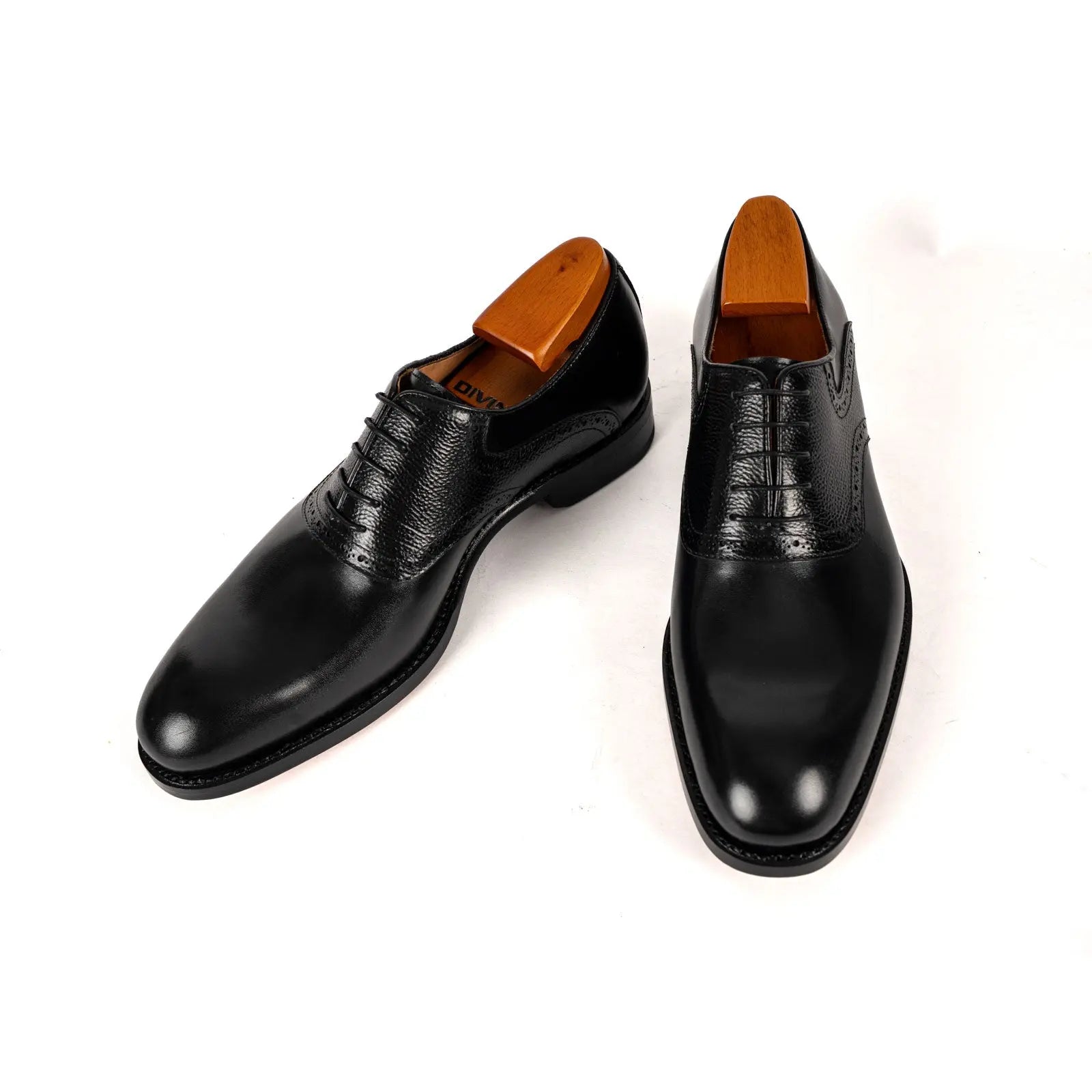 Men's Black Brogue Oxford Shoes Divinch