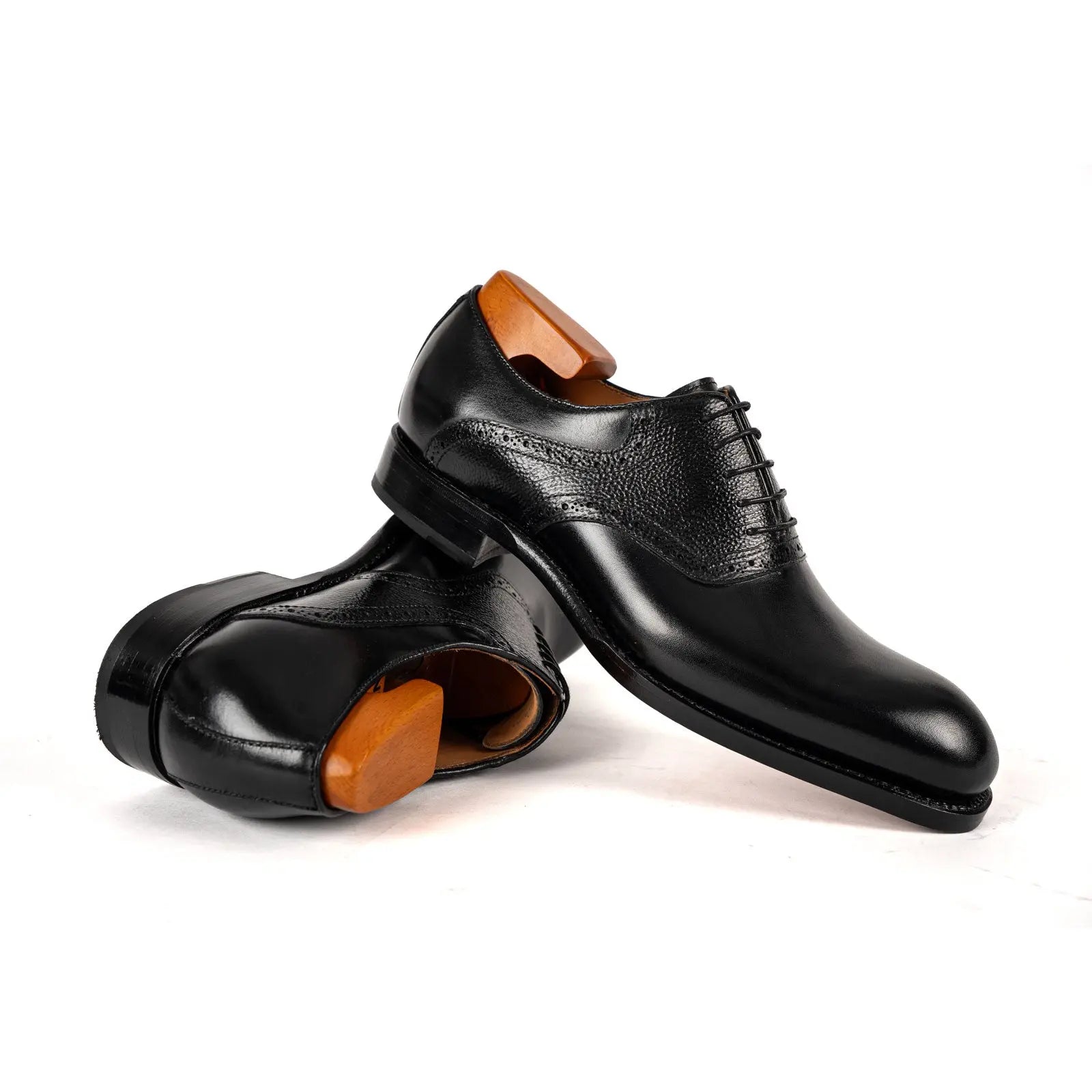 Men's Black Brogue Oxford Shoes Divinch