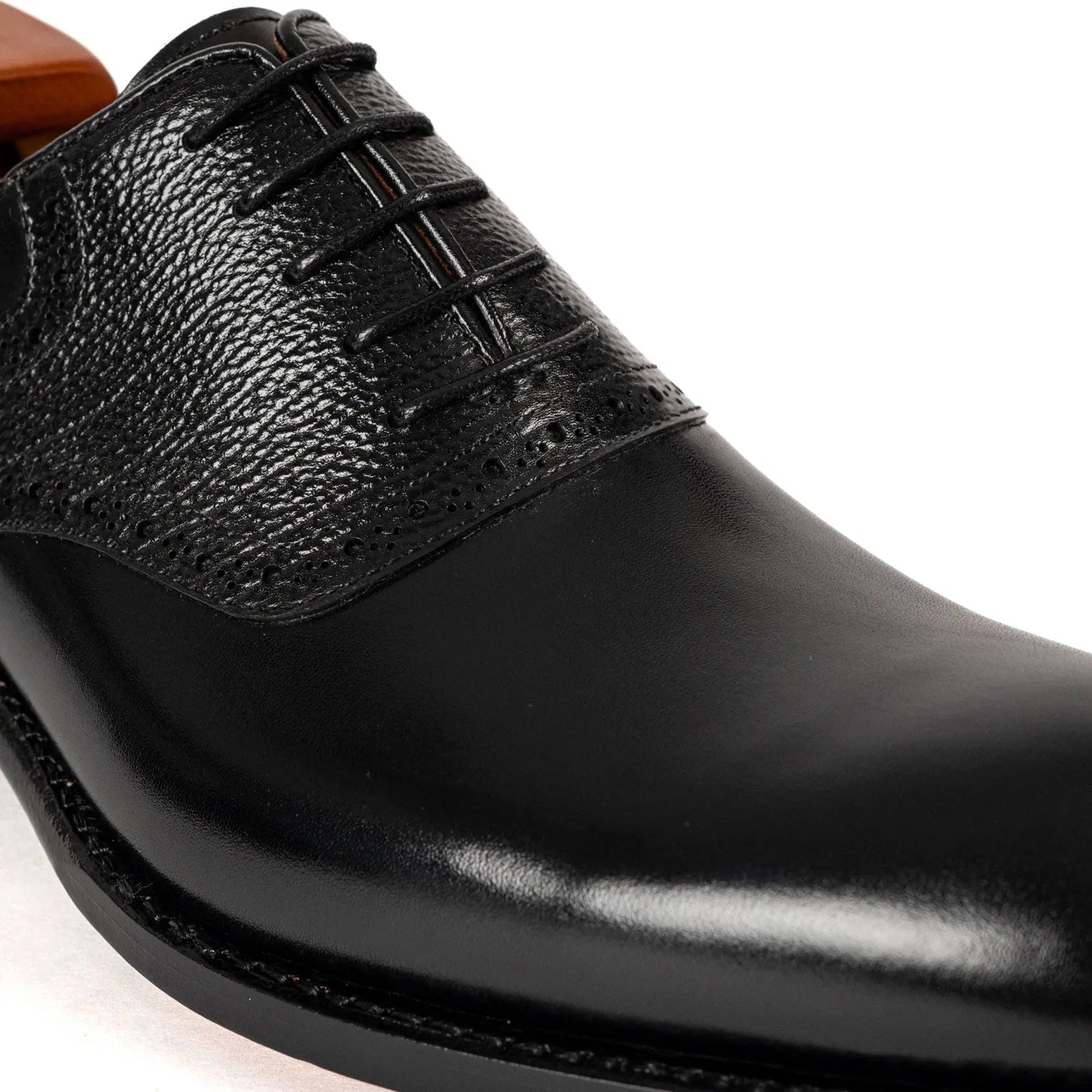 Men's Black Brogue Oxford Shoes Divinch