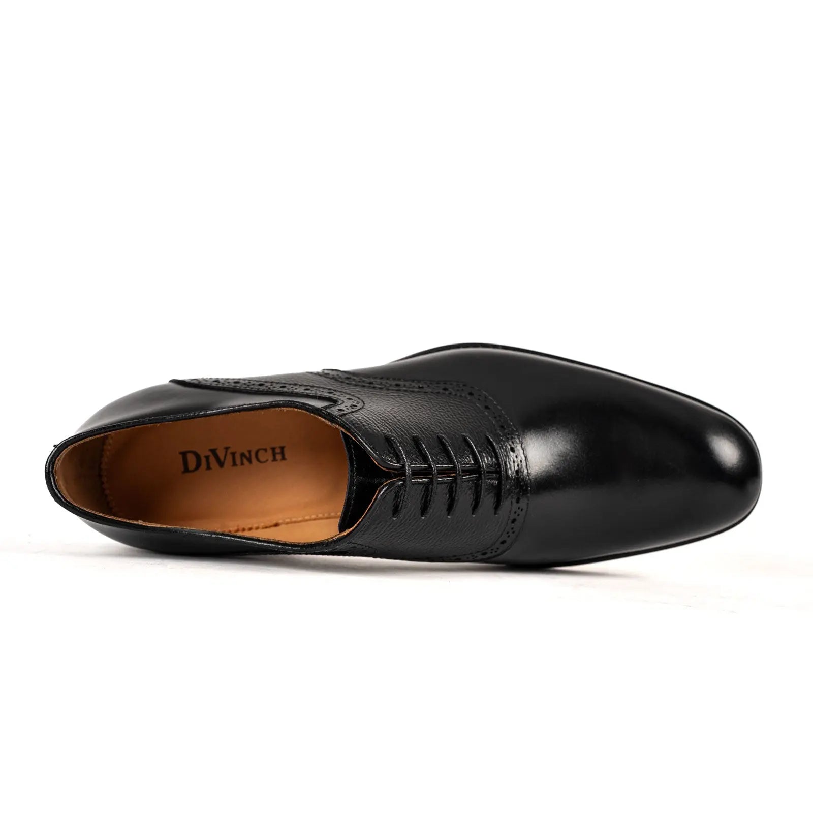 Men's Black Brogue Oxford Shoes Divinch