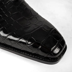 Men's Black Crocodile Single Monk Shoes DIVINCH