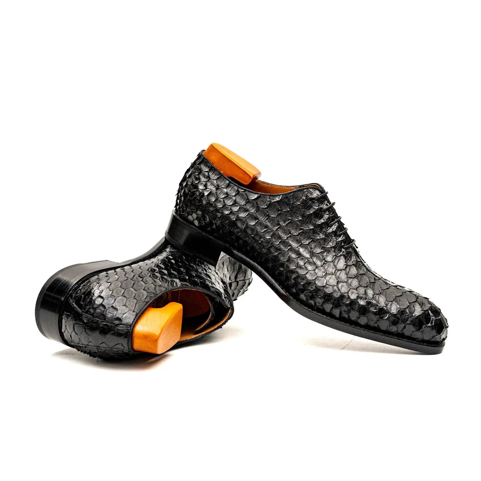 Men's Black Python Leather Oxfords DIVINCH