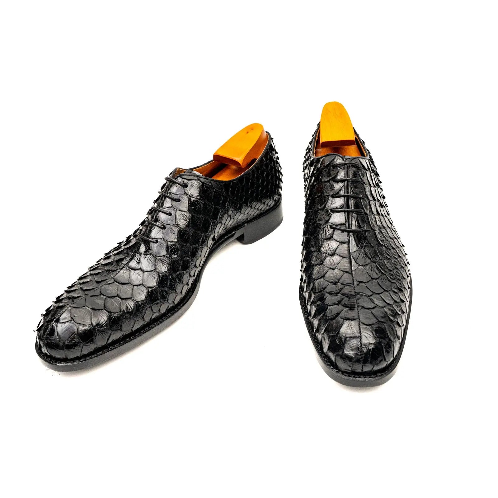 Men's Black Python Leather Oxfords DIVINCH