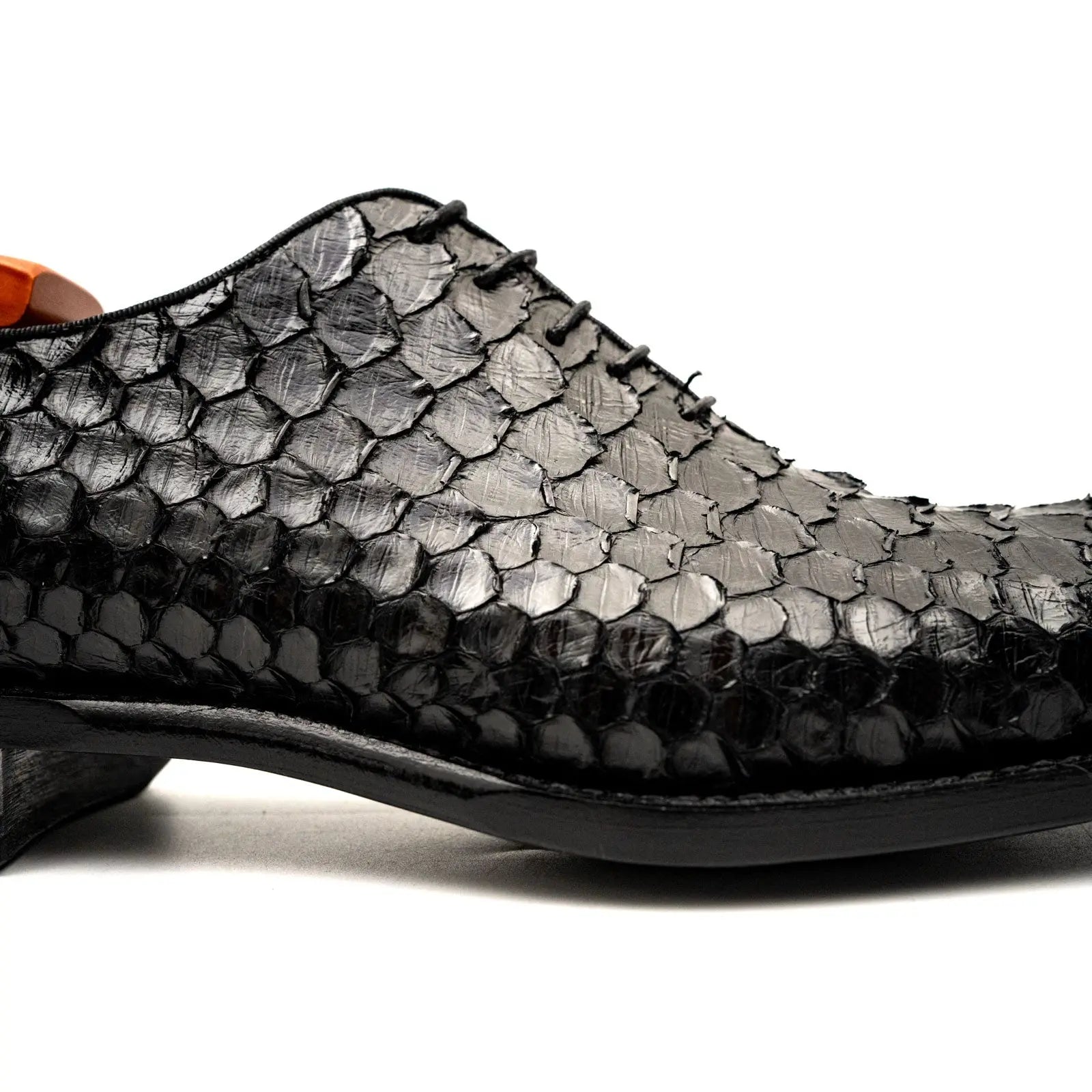 Men's Black Python Leather Oxfords DIVINCH