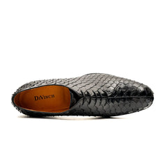 Men's Black Python Leather Oxfords DIVINCH