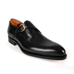 Men's Black Single Monk Strap Shoes Divinch