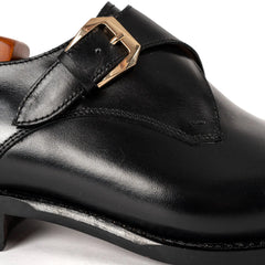 Men's Black Single Monk Strap Shoes Divinch