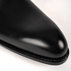 Men's Black Single Monk Strap Shoes Divinch