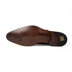 Men's Black Single Monk Strap Shoes Divinch