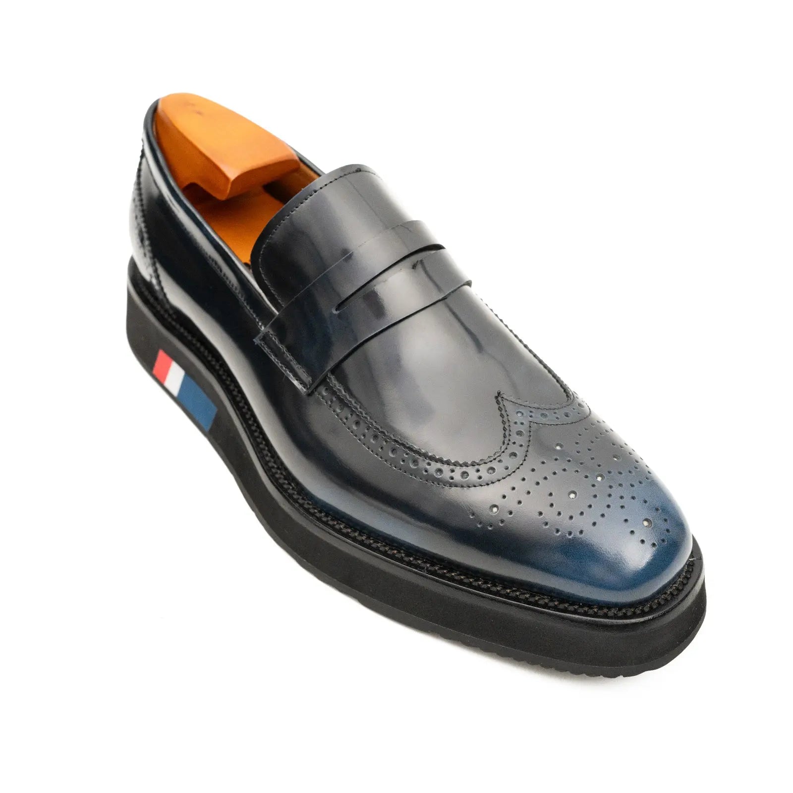Men's Blue Leather Loafers Divinch