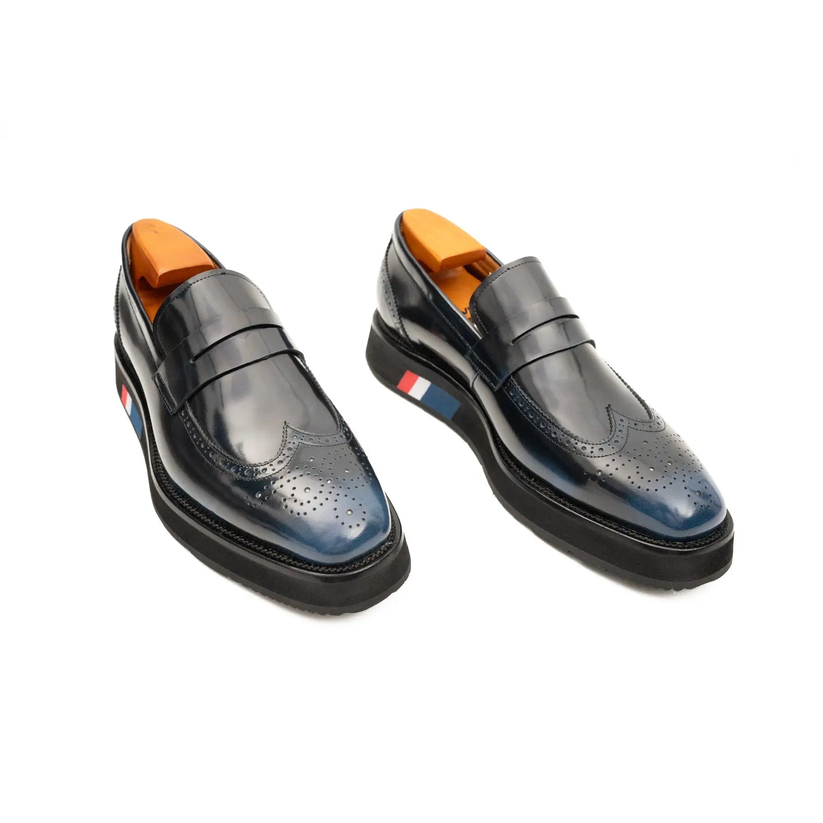 Men's Blue Leather Loafers Divinch