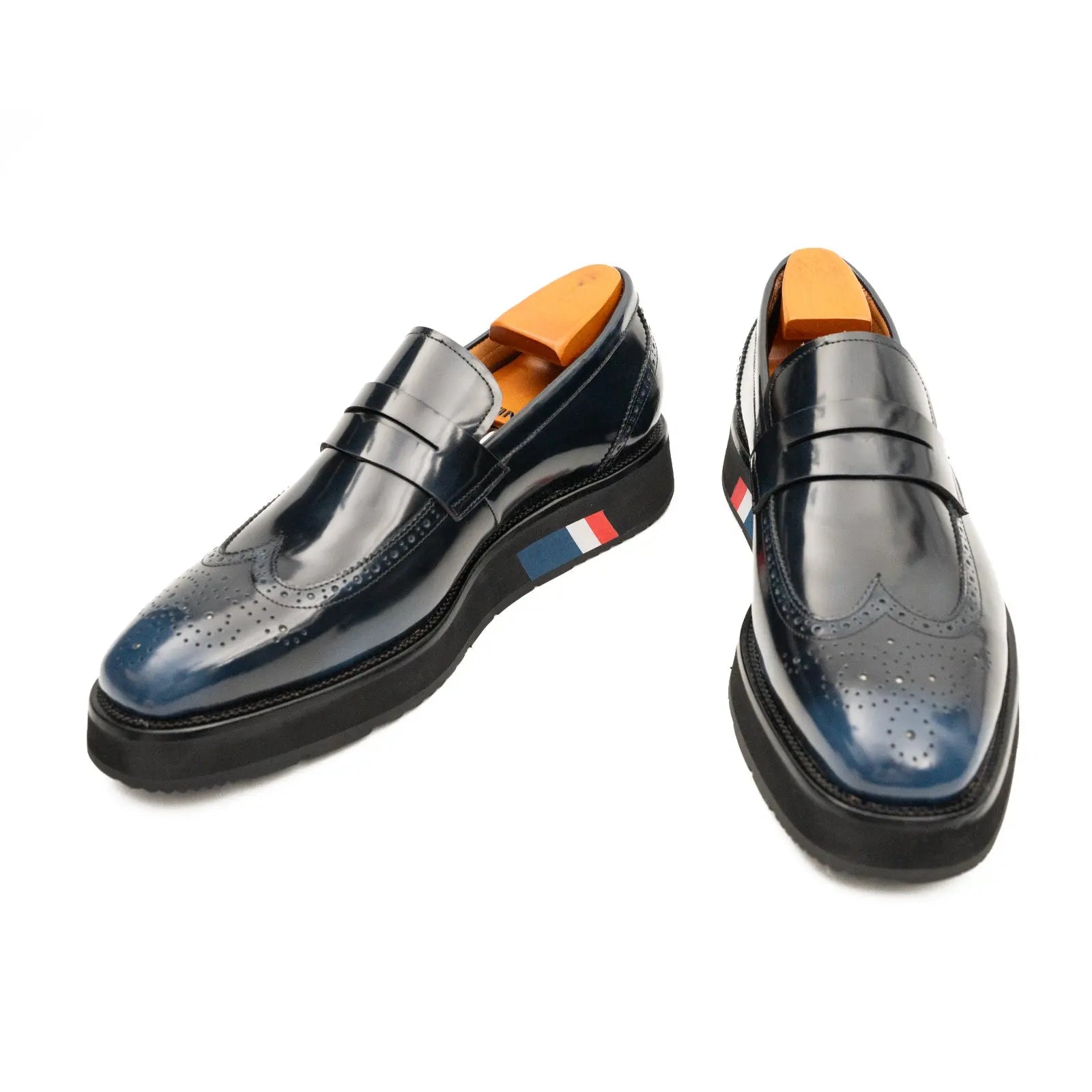 Men's Blue Leather Loafers Divinch