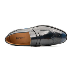 Men's Blue Leather Loafers Divinch