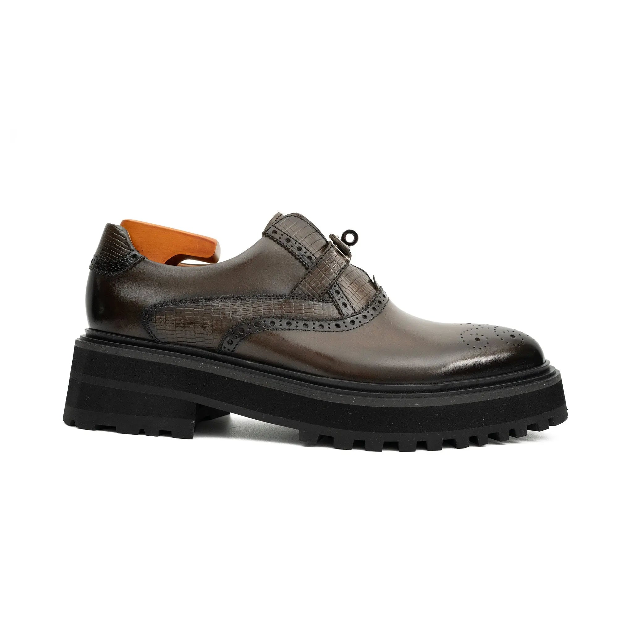 Men's Brogue Detail Leather Loafers Divinch