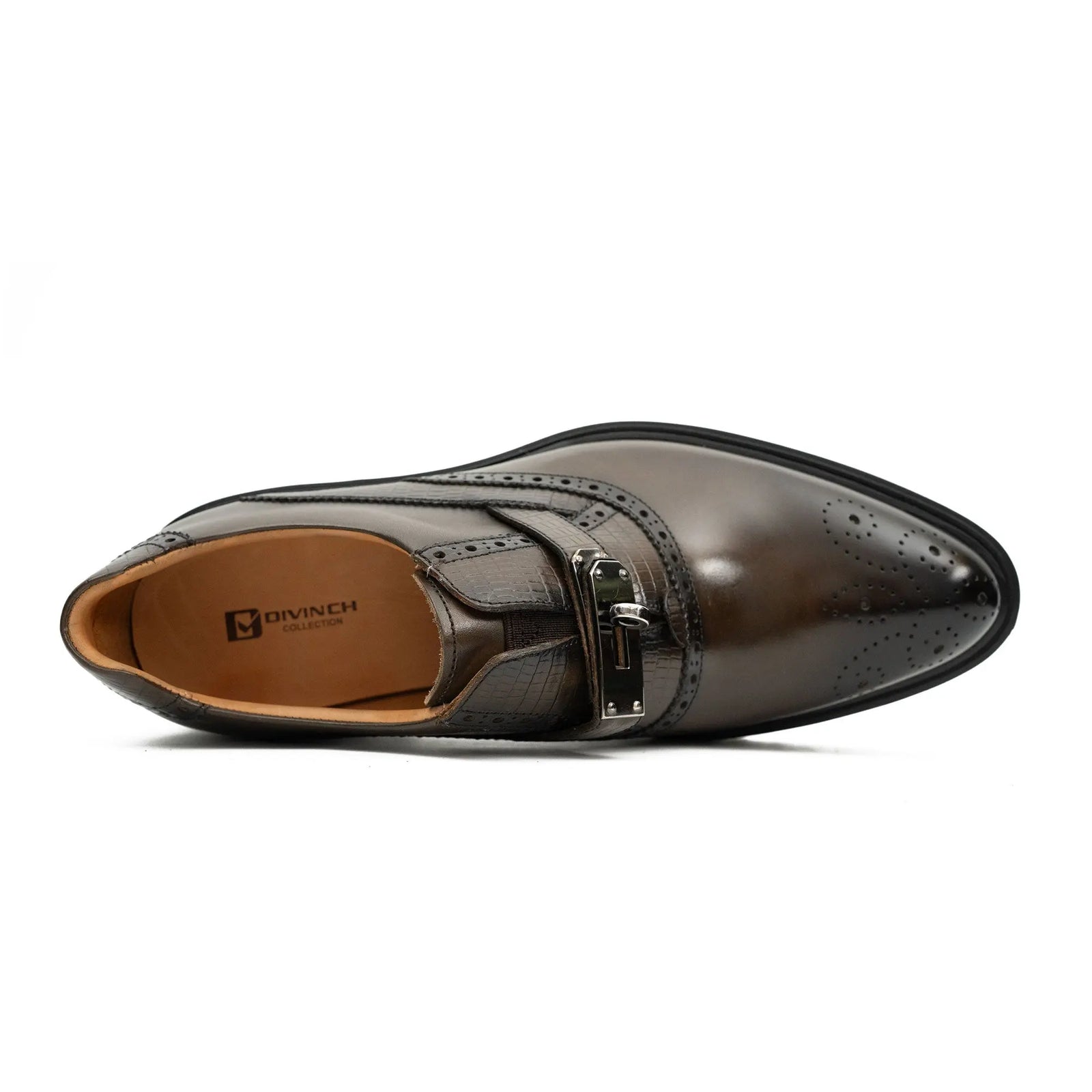 Men's Brogue Detail Leather Loafers Divinch