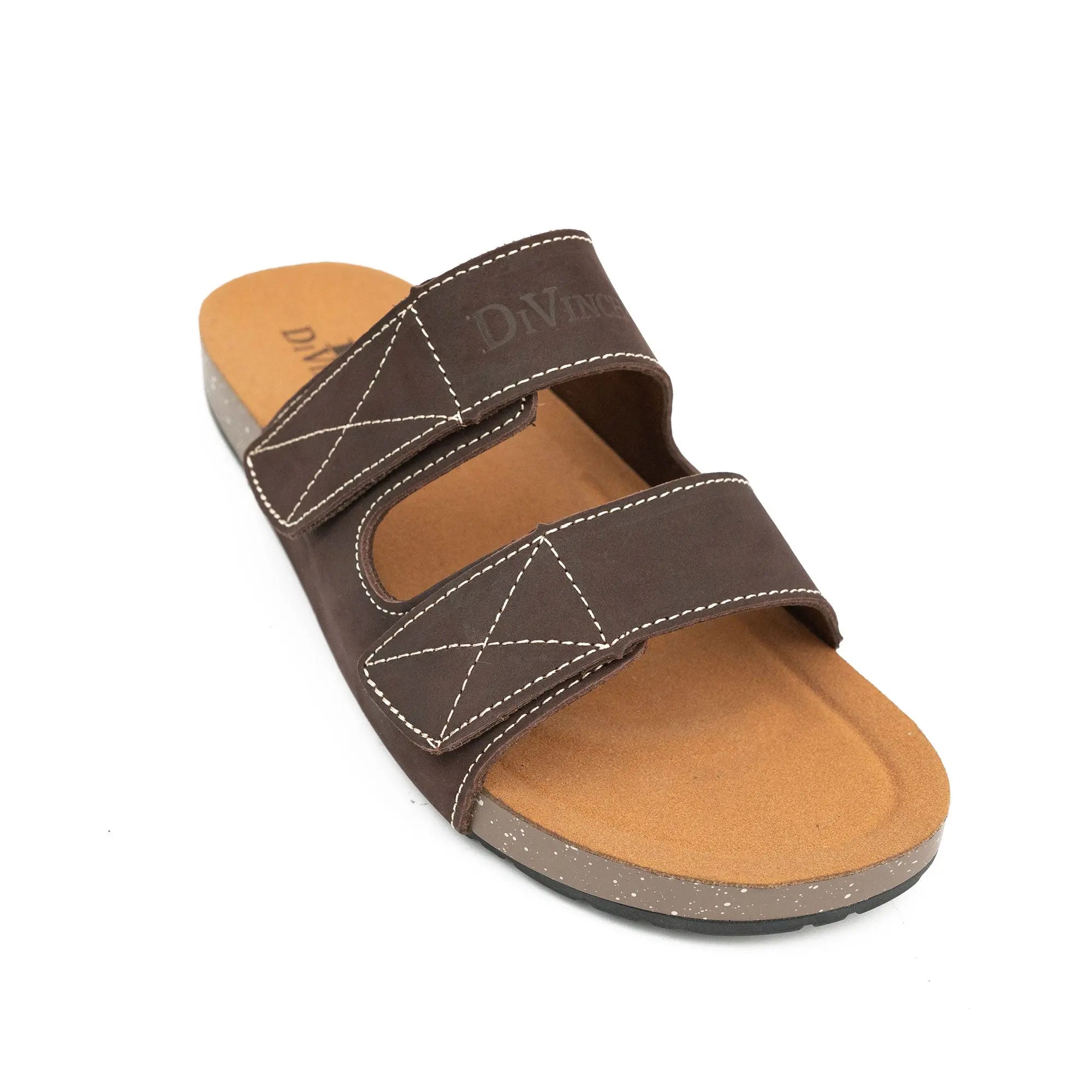 Men's Brown Adjustable Slide Sandals DIVINCH