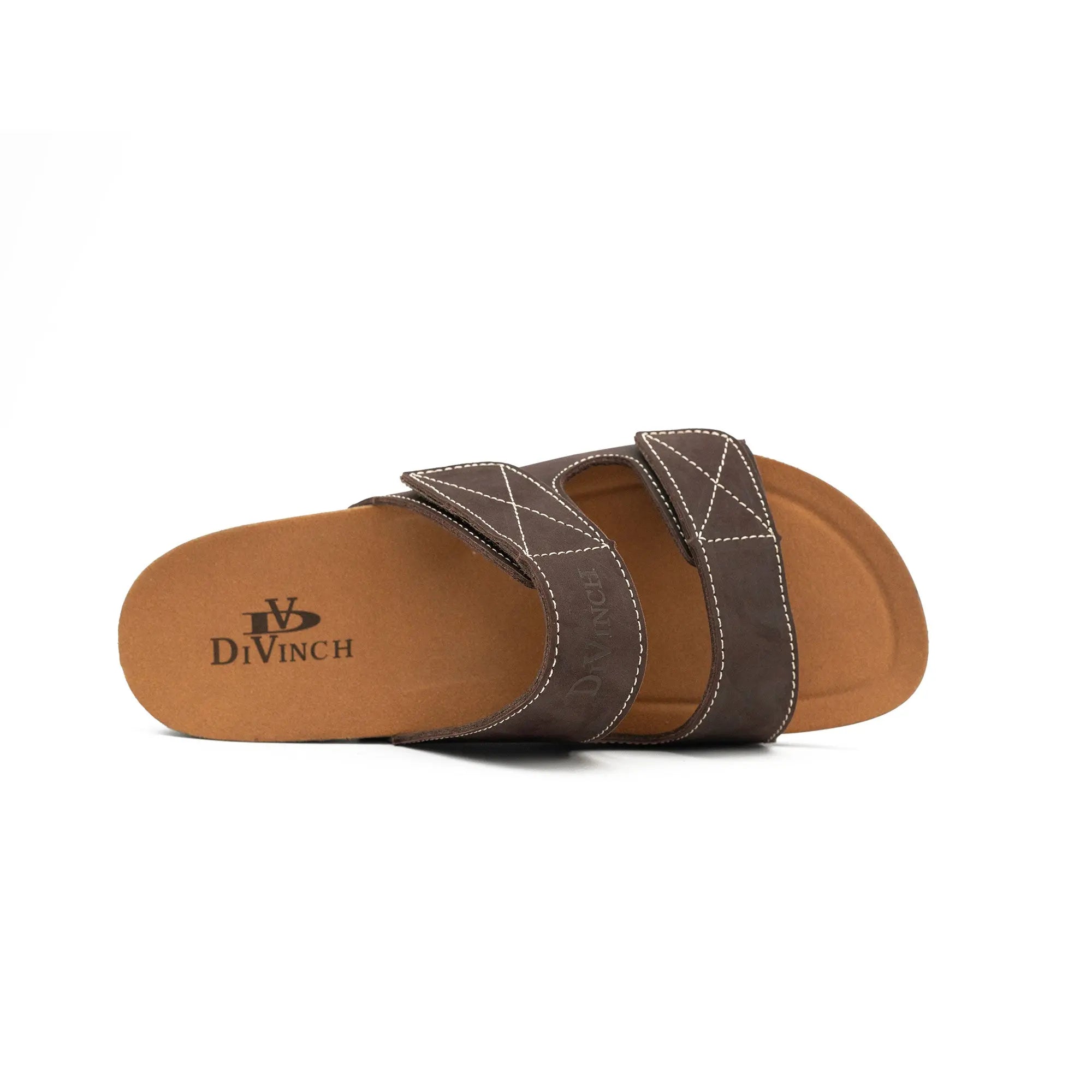 Men's Brown Adjustable Slide Sandals DIVINCH