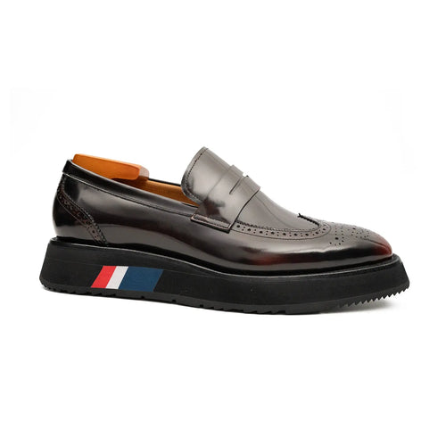 Men's Burgundy Leather Loafers Divinch
