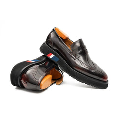 Men's Burgundy Leather Loafers Divinch