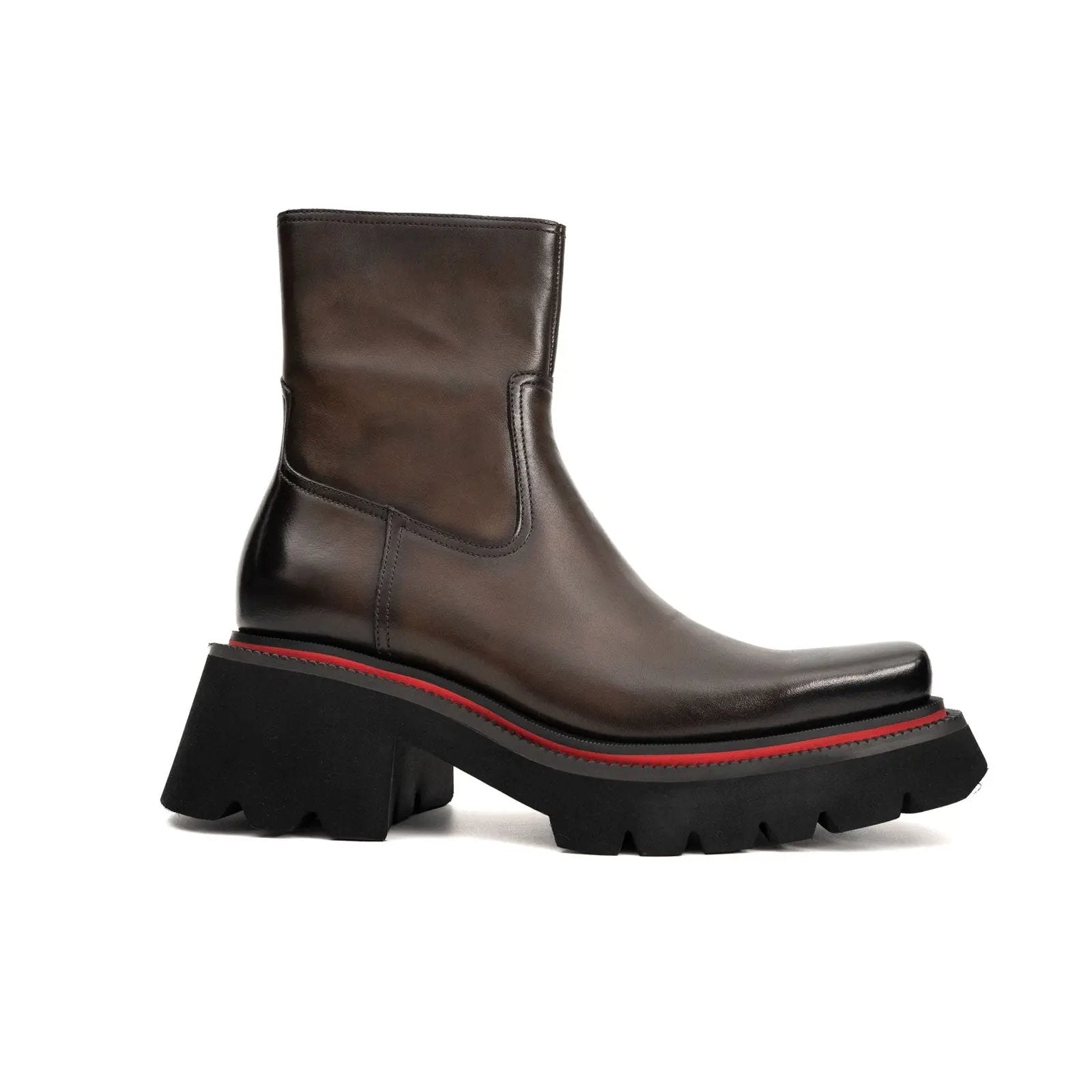 Men's Calfskin Thick - Sole Chelsea Boots Coffee DIVINCH