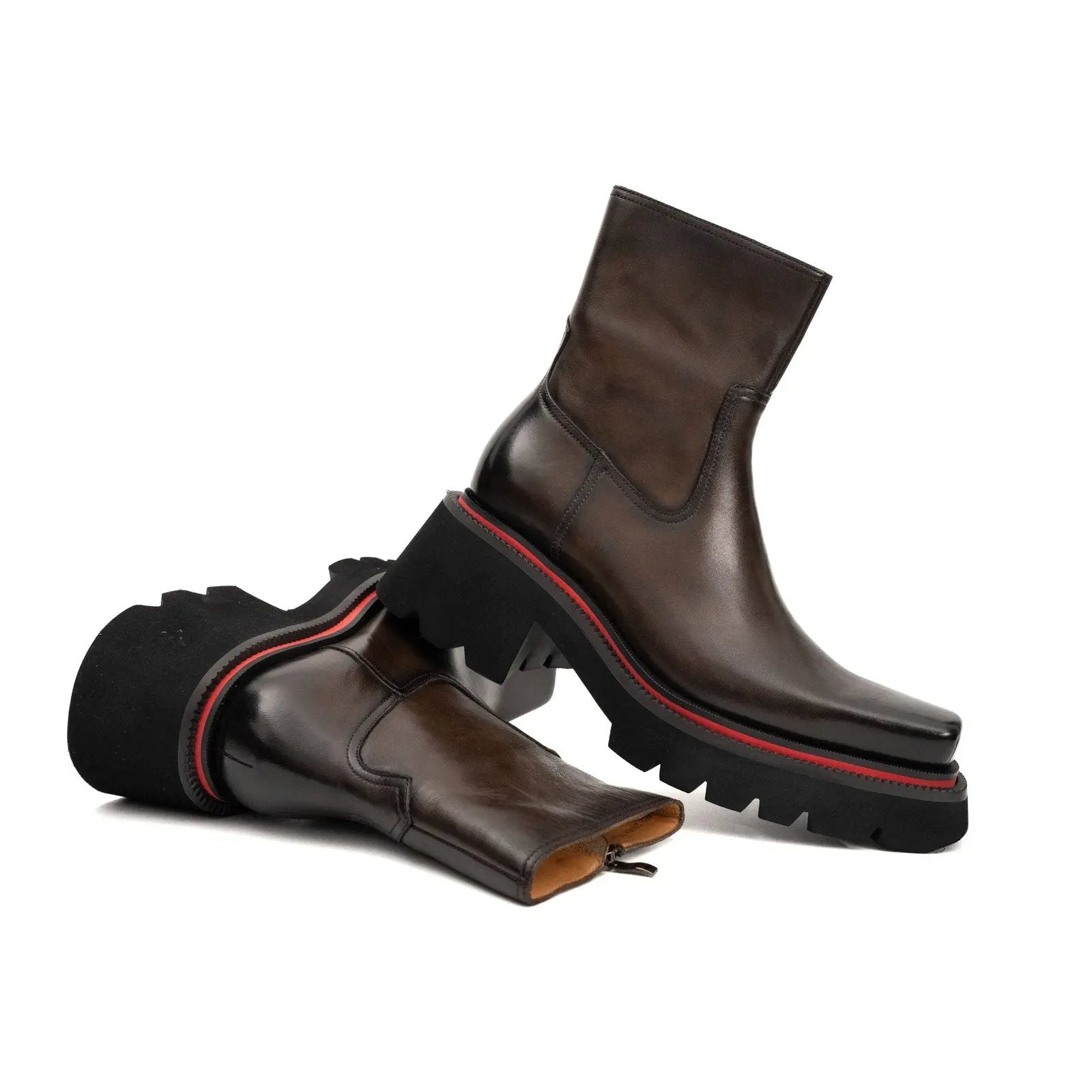 Men's Calfskin Thick - Sole Chelsea Boots Coffee DIVINCH