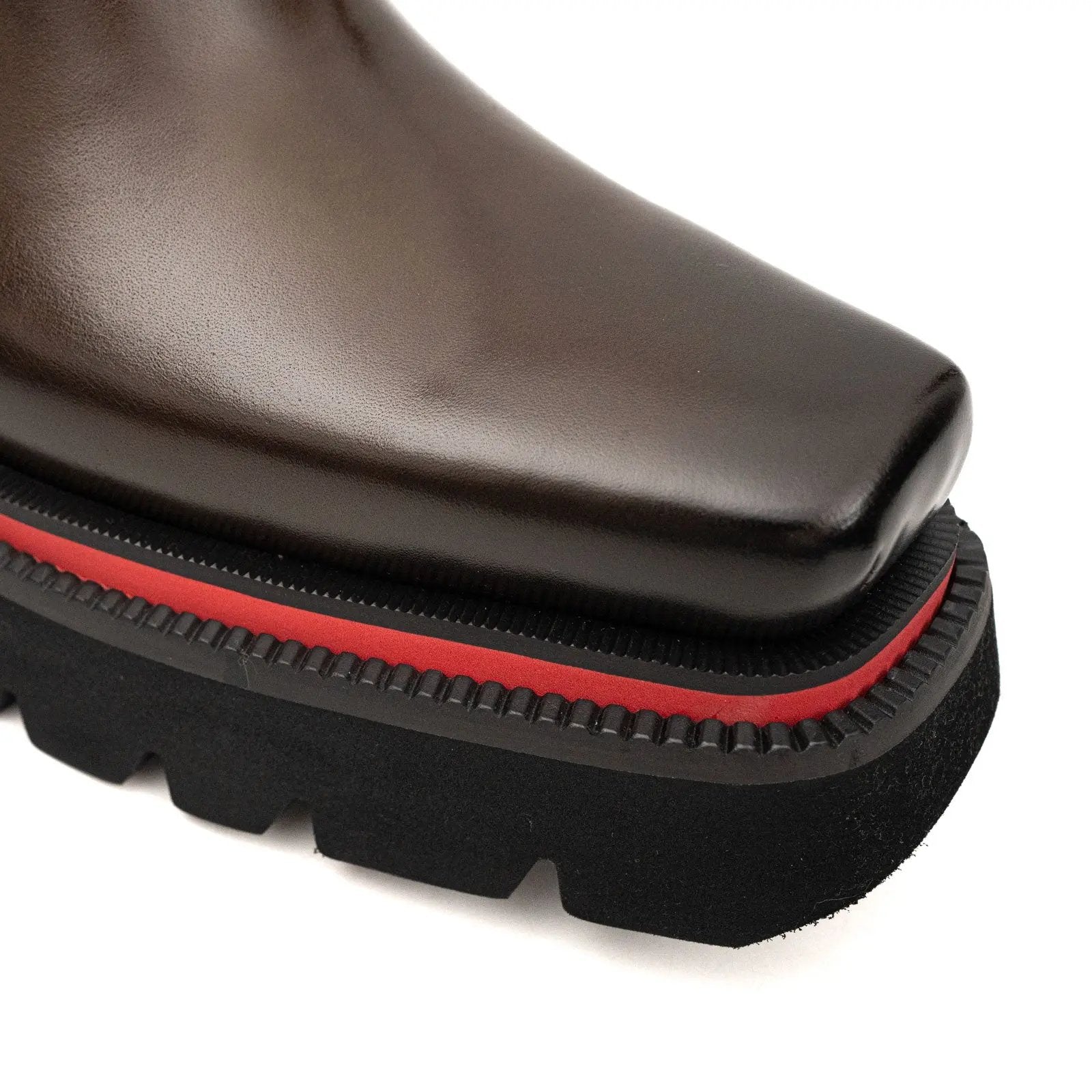 Men's Calfskin Thick - Sole Chelsea Boots Coffee DIVINCH