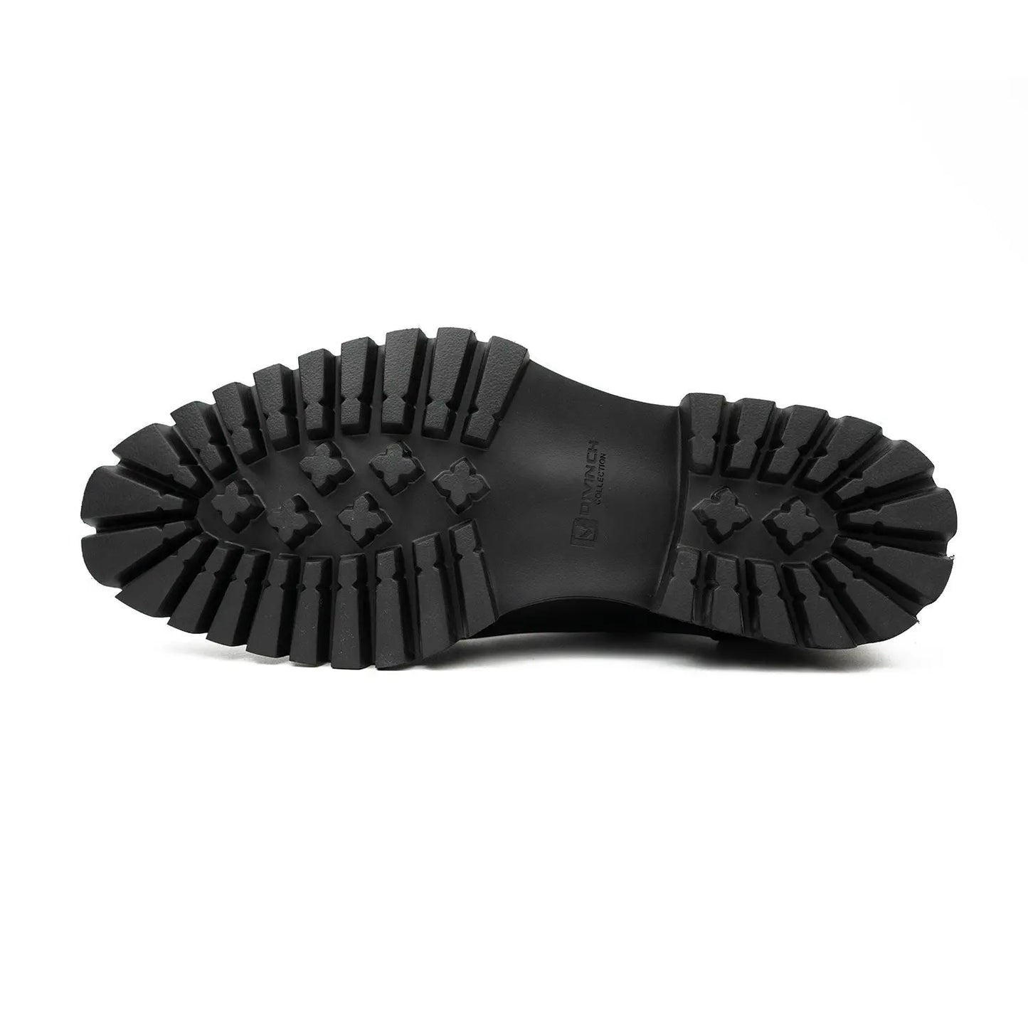 Men's Classic Black Derby Leather Shoes with Lug Sole Divinch