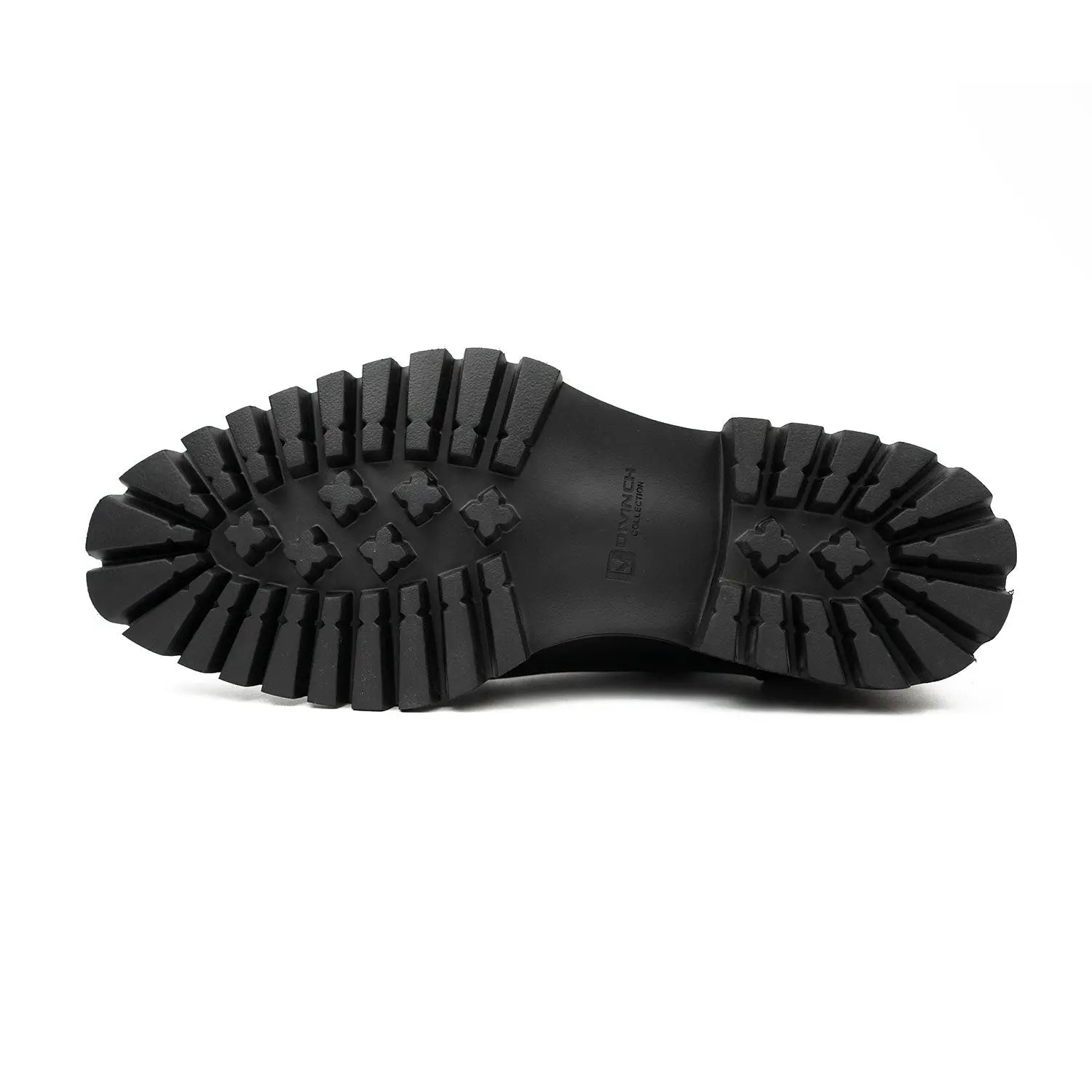 Men's Classic Black Derby Leather Shoes with Lug Sole Divinch