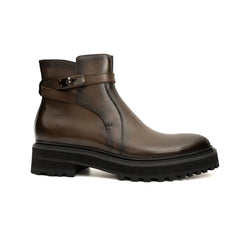 Walnussfarbener Strap-Chelsea-Stiefel