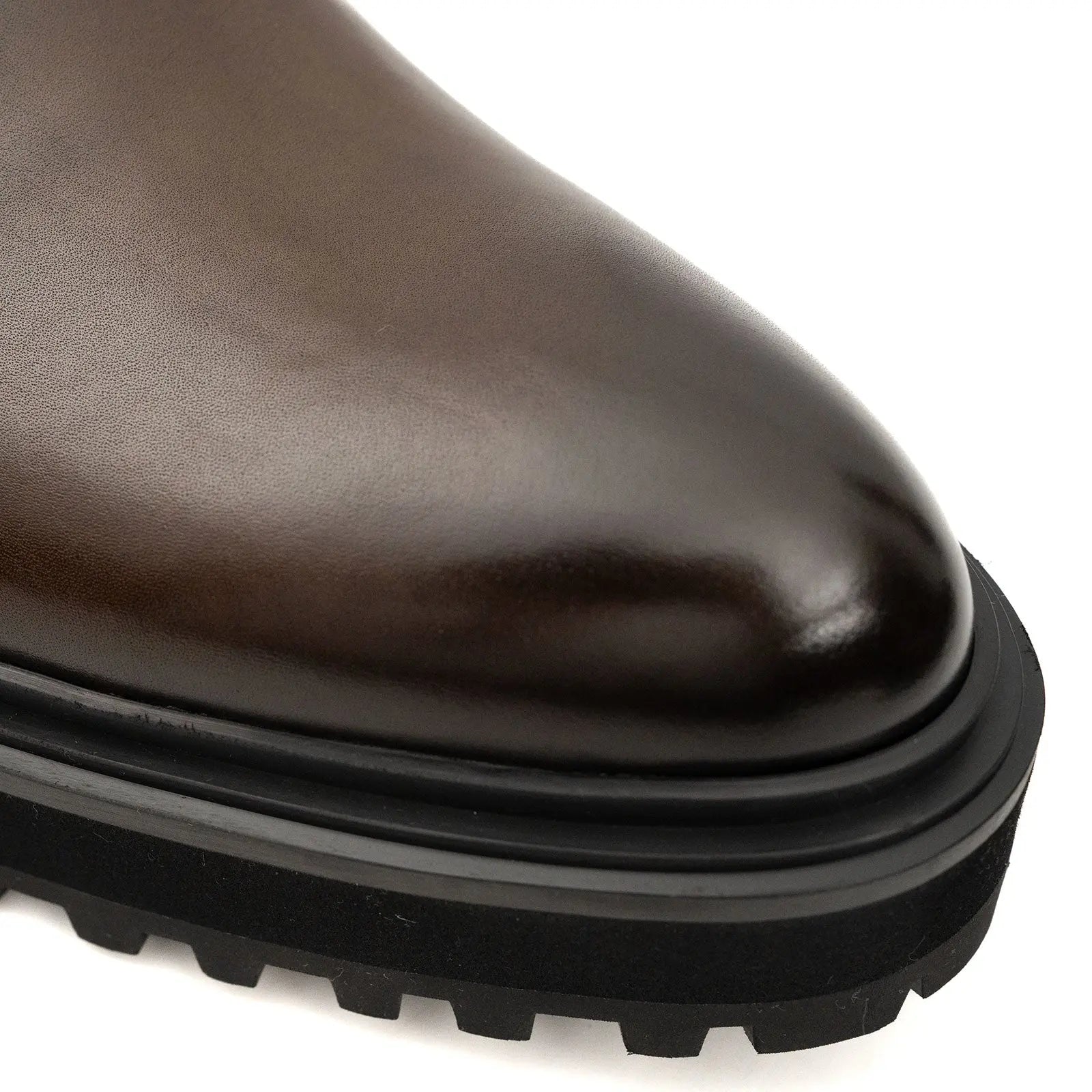 Calfskin Double Buckle Chelsea Boots Coffee Brown