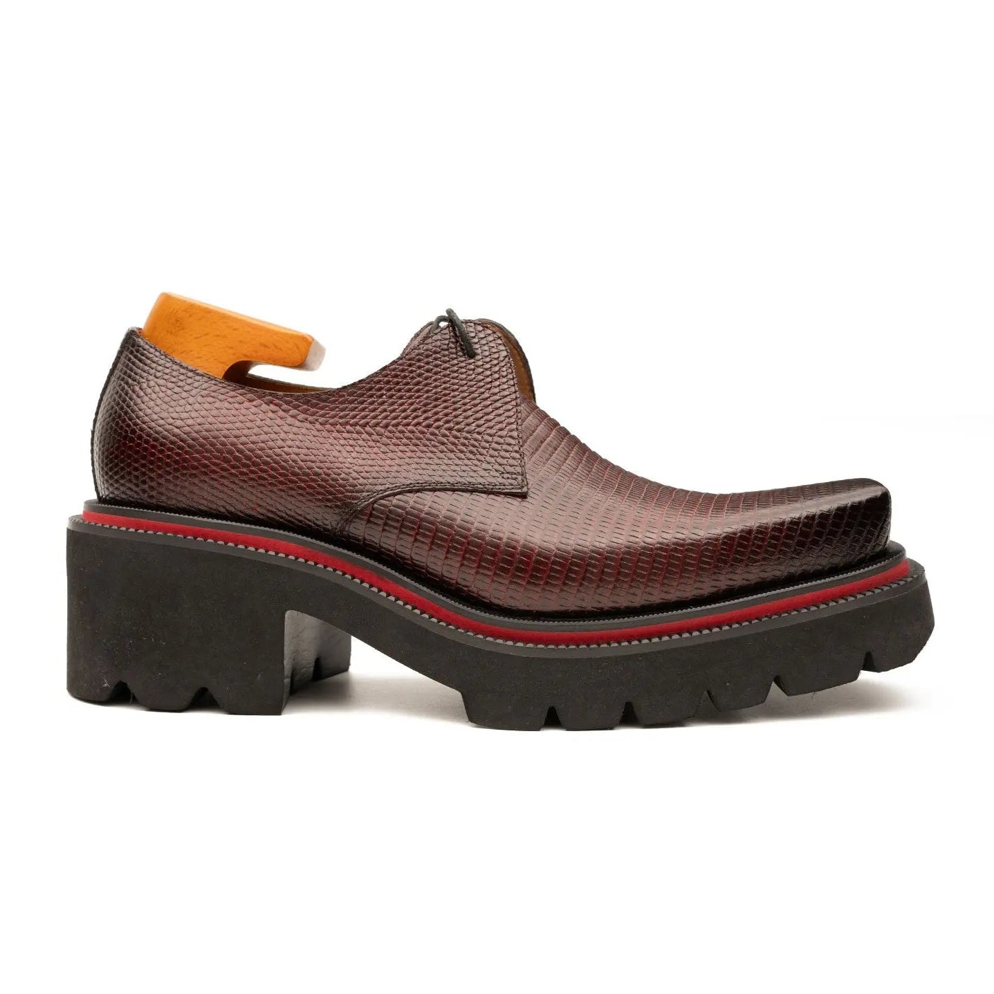 Men's Embossed Leather Derby Shoes with Chunky Sole Divinch