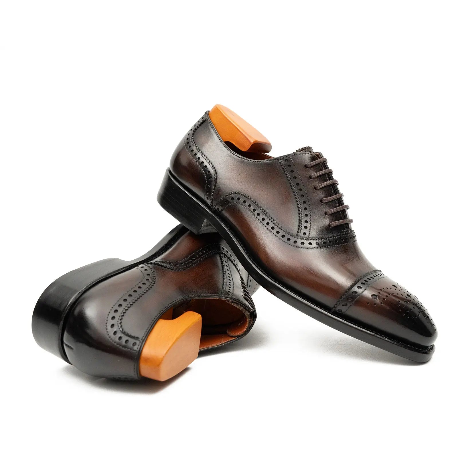 Men's Goodyear Welted Brogue Oxford Shoes Brown Divinch