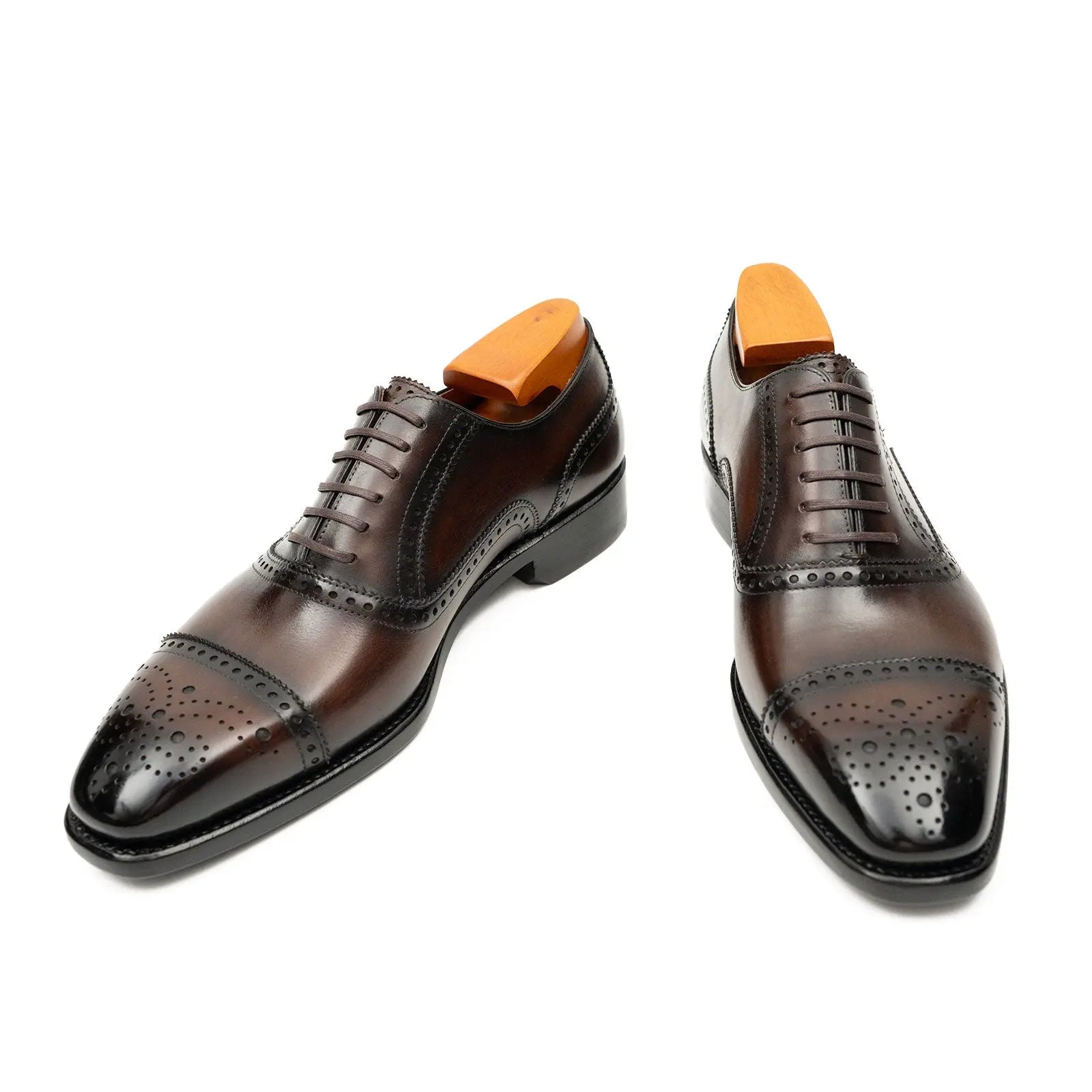 Men's Goodyear Welted Brogue Oxford Shoes Brown Divinch