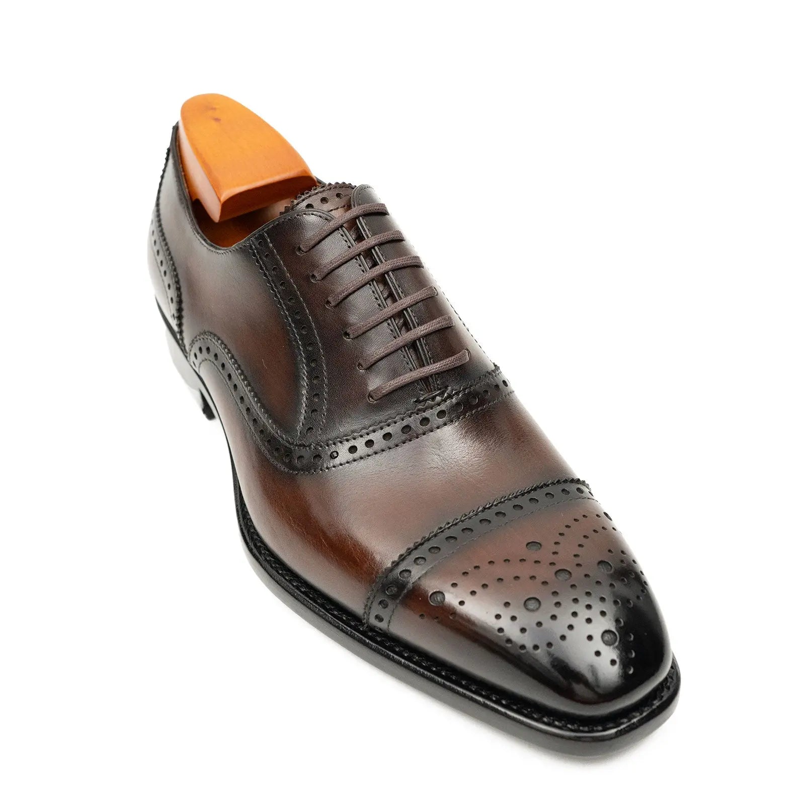 Men's Goodyear Welted Brogue Oxford Shoes Brown Divinch