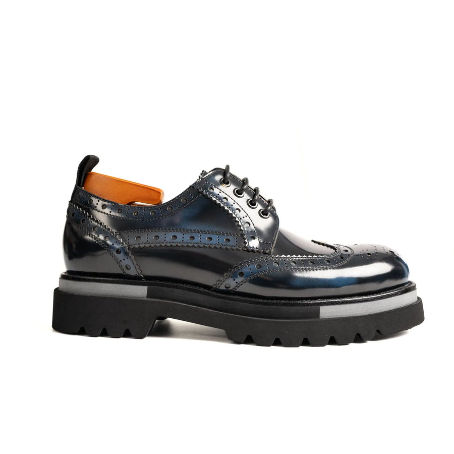 Derby con plateau a punta d'ala blu navy