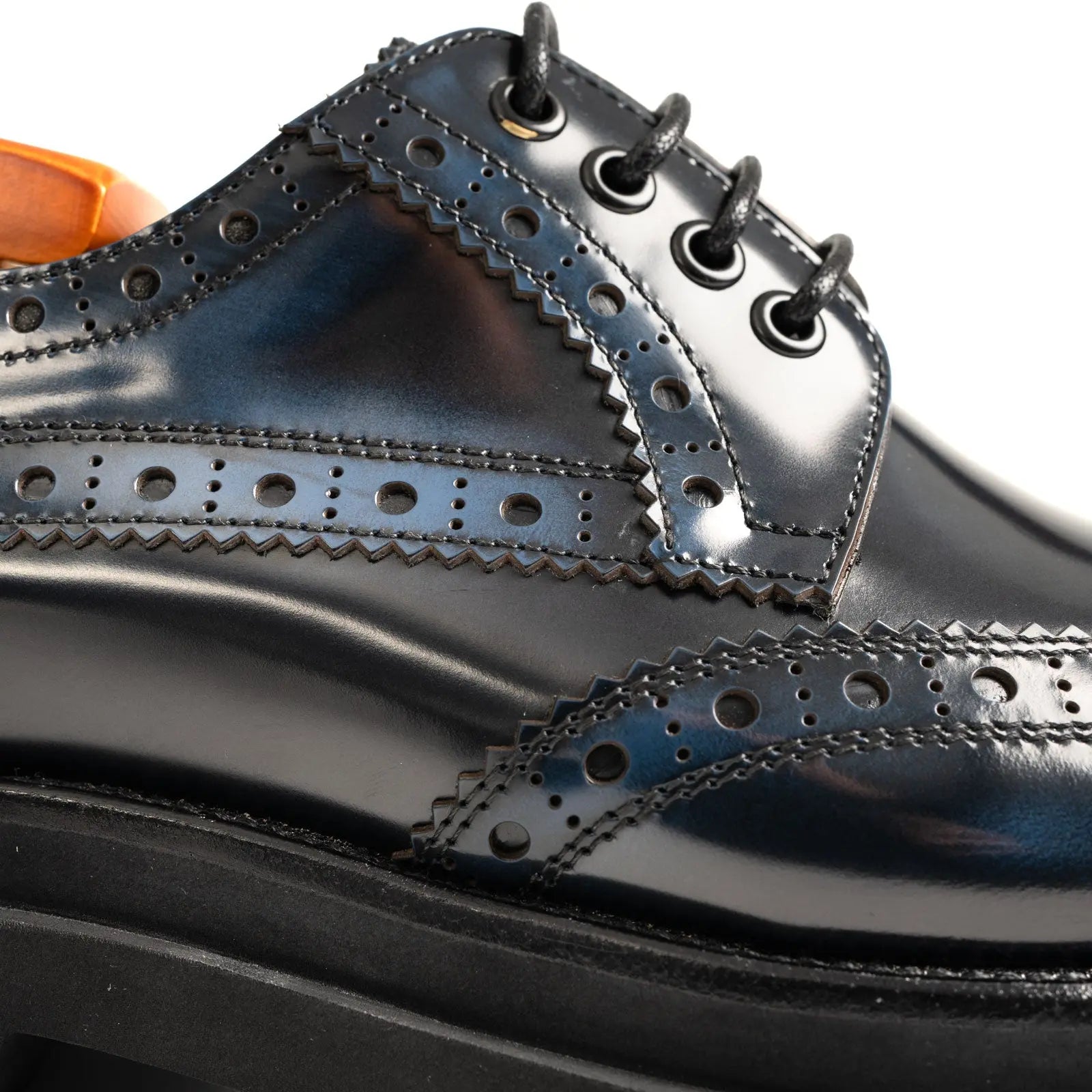 Midnight Blue Lug Sole Polished Brogues Divinch