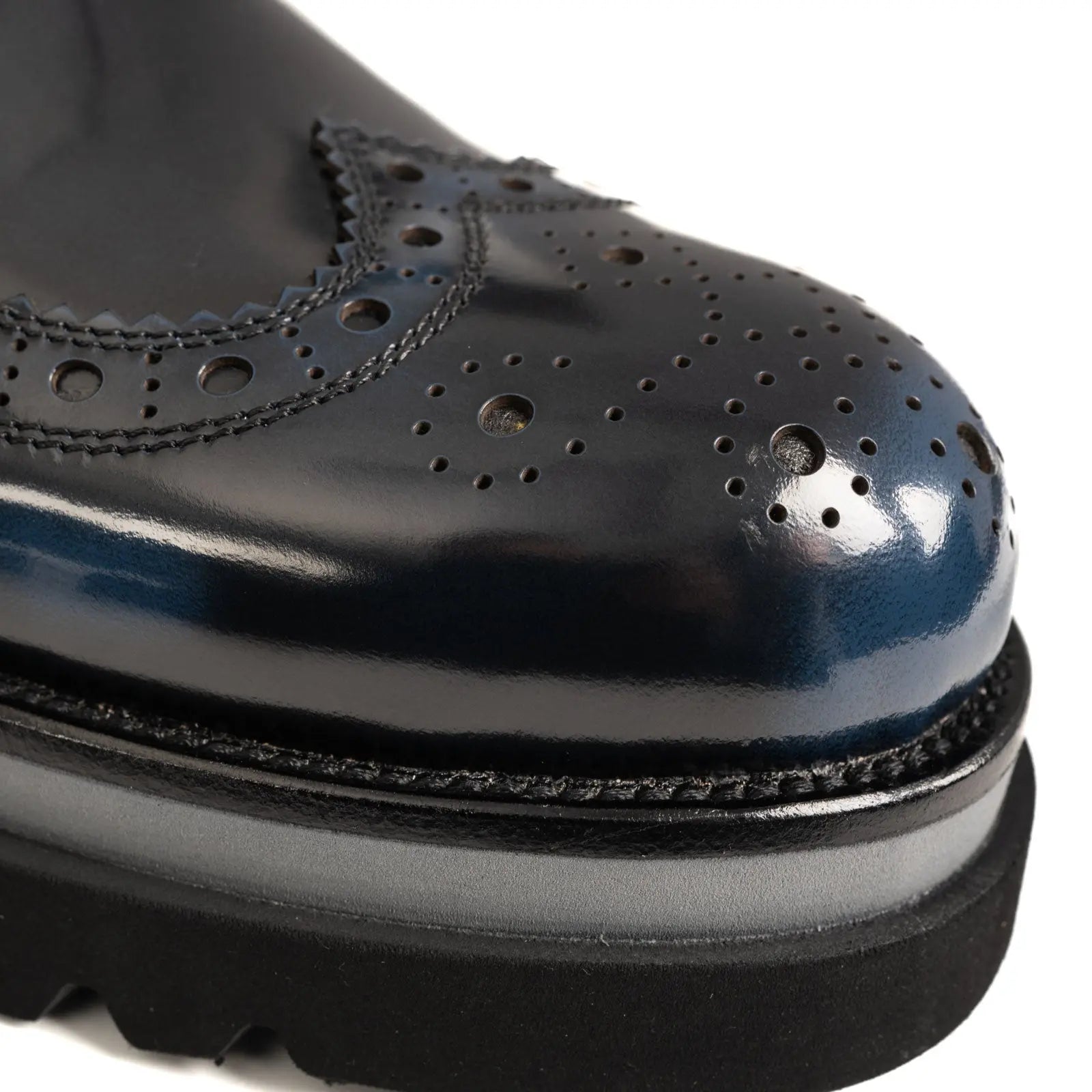 Midnight Blue Lug Sole Polished Brogues Divinch