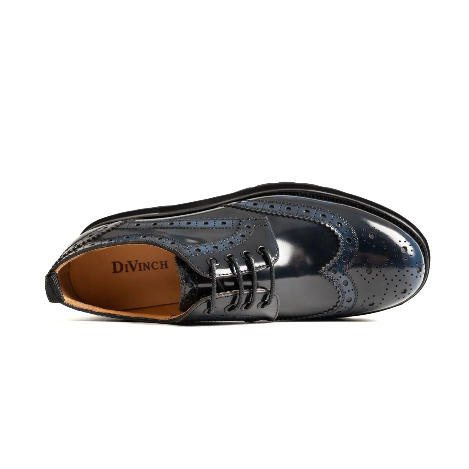 Midnight Blue Lug Sole Polished Brogues Divinch