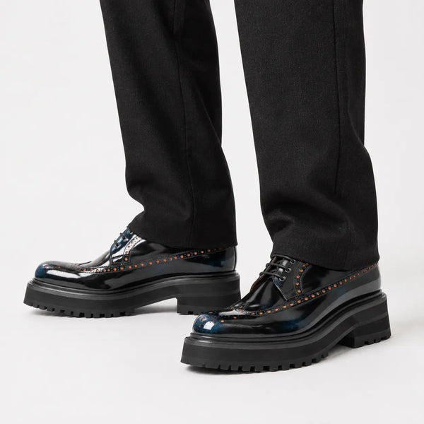 Derby Wingtip à crampons bleu nuit
