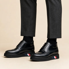 DIVINCH midnight blue patent brogue platform Derby on foot