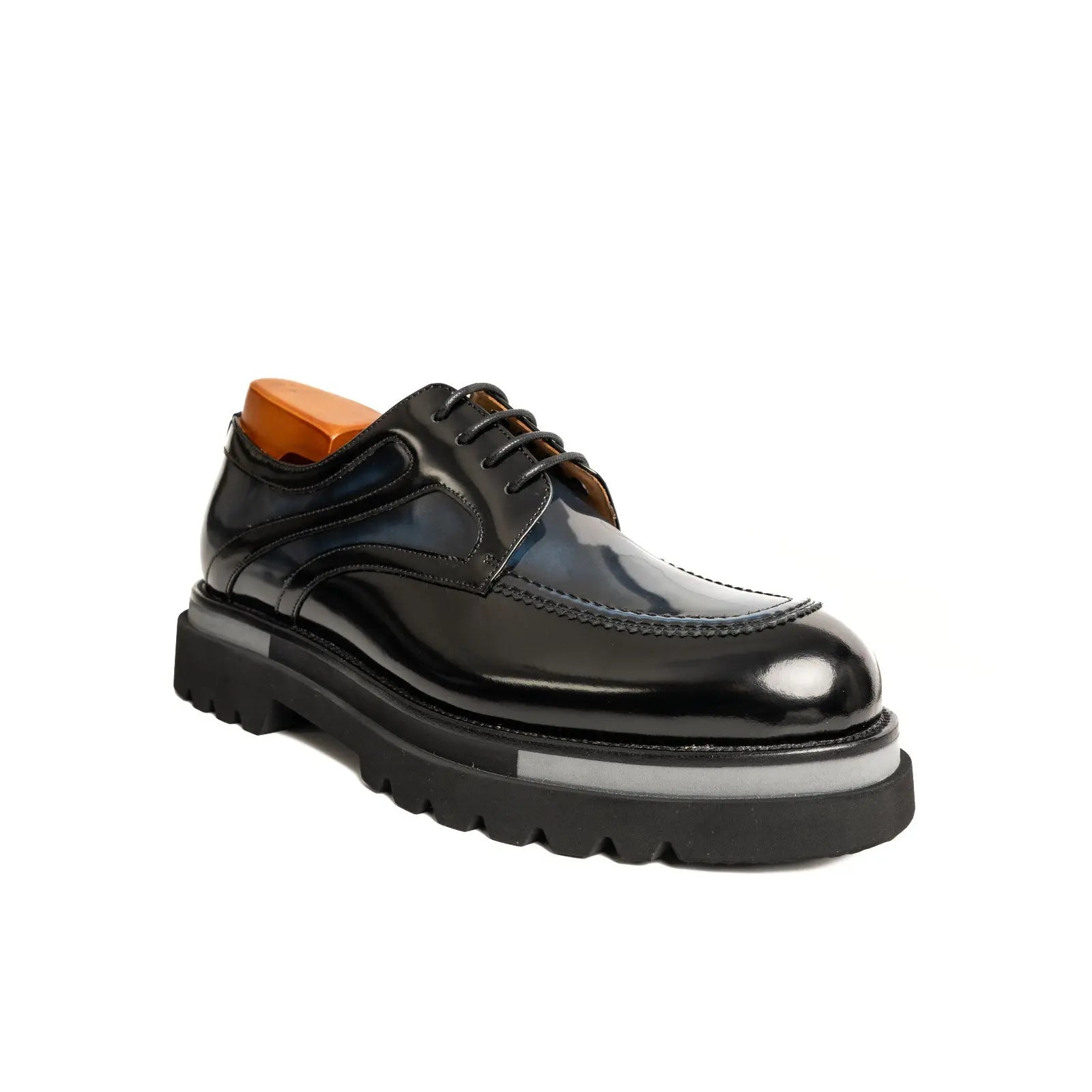 Midnight Blue Polished Moc-Toe Derby Divinch
