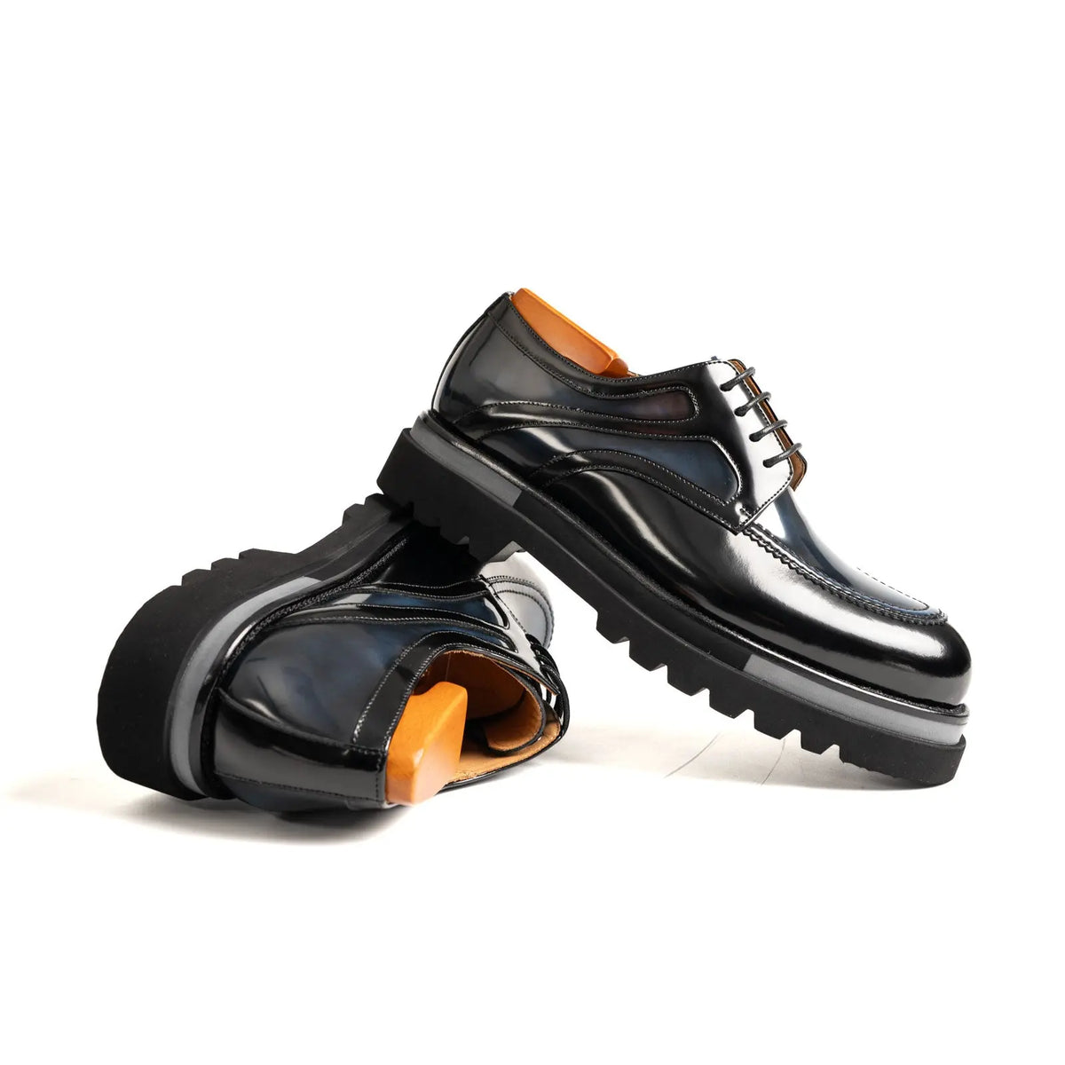 Midnight Blue Polished Moc-Toe Derby Divinch