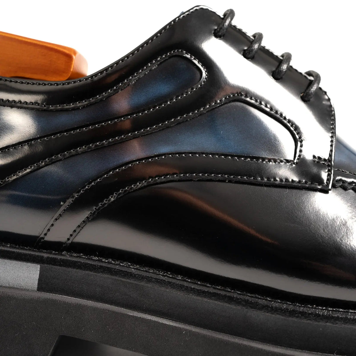 Midnight Blue Polished Moc-Toe Derby Divinch