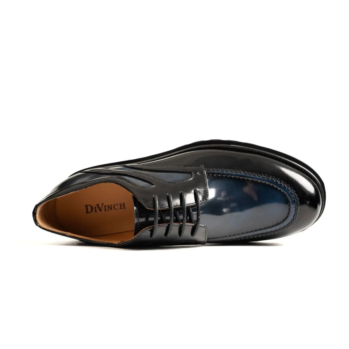 Midnight Blue Polished Moc-Toe Derby Divinch