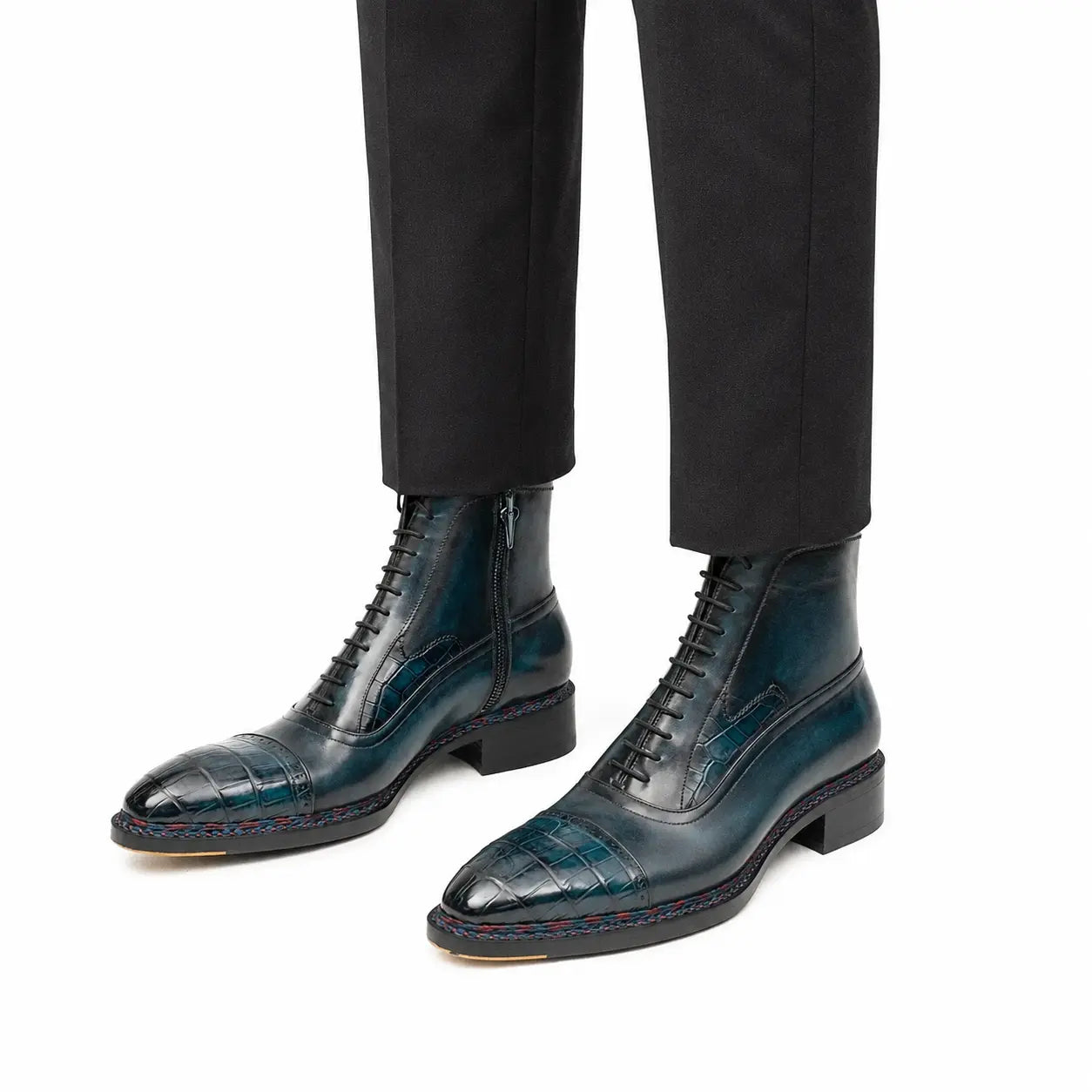 Midnight Crocodile Lace-Up Boot