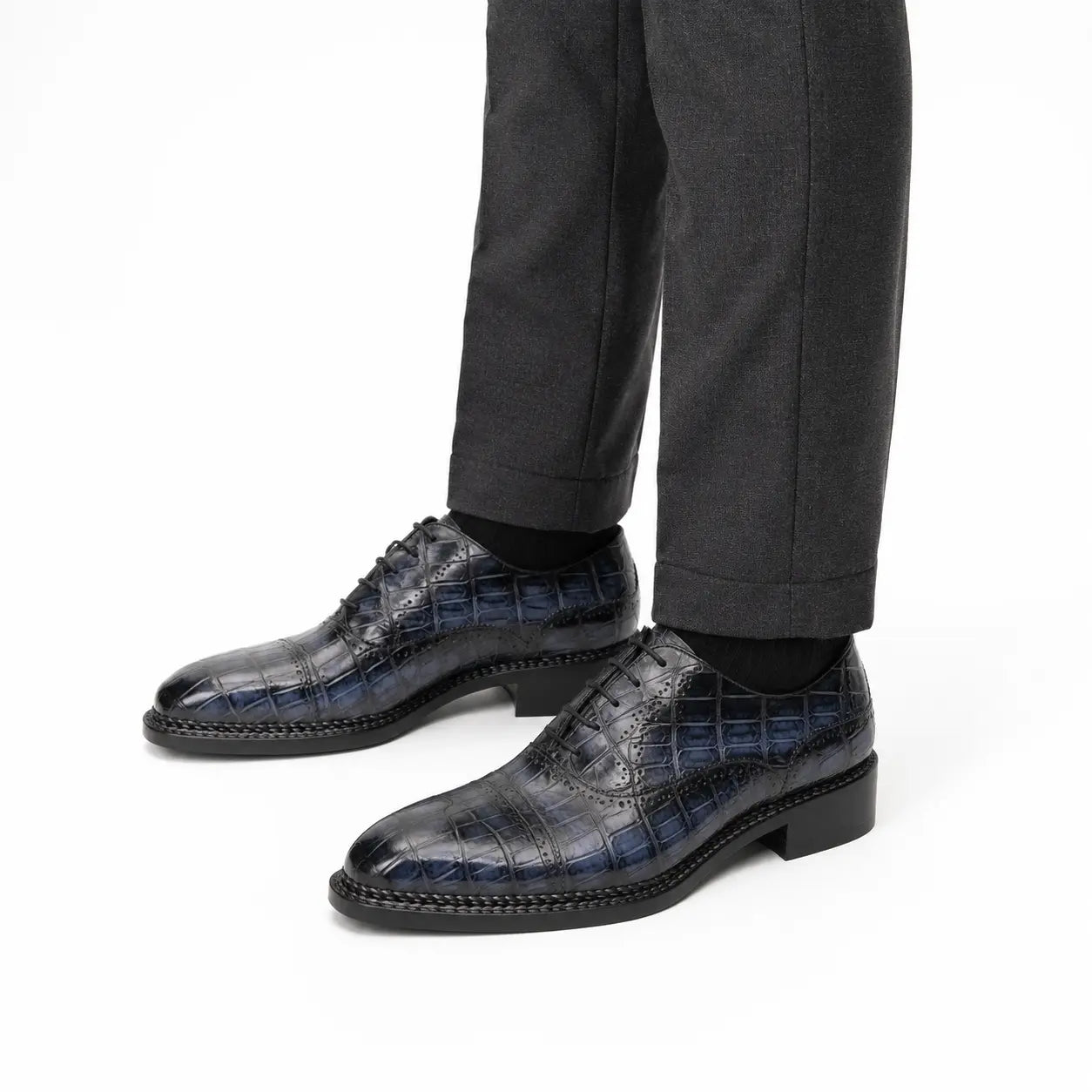 Zapatos Oxford noruegos de cuero de cocodrilo