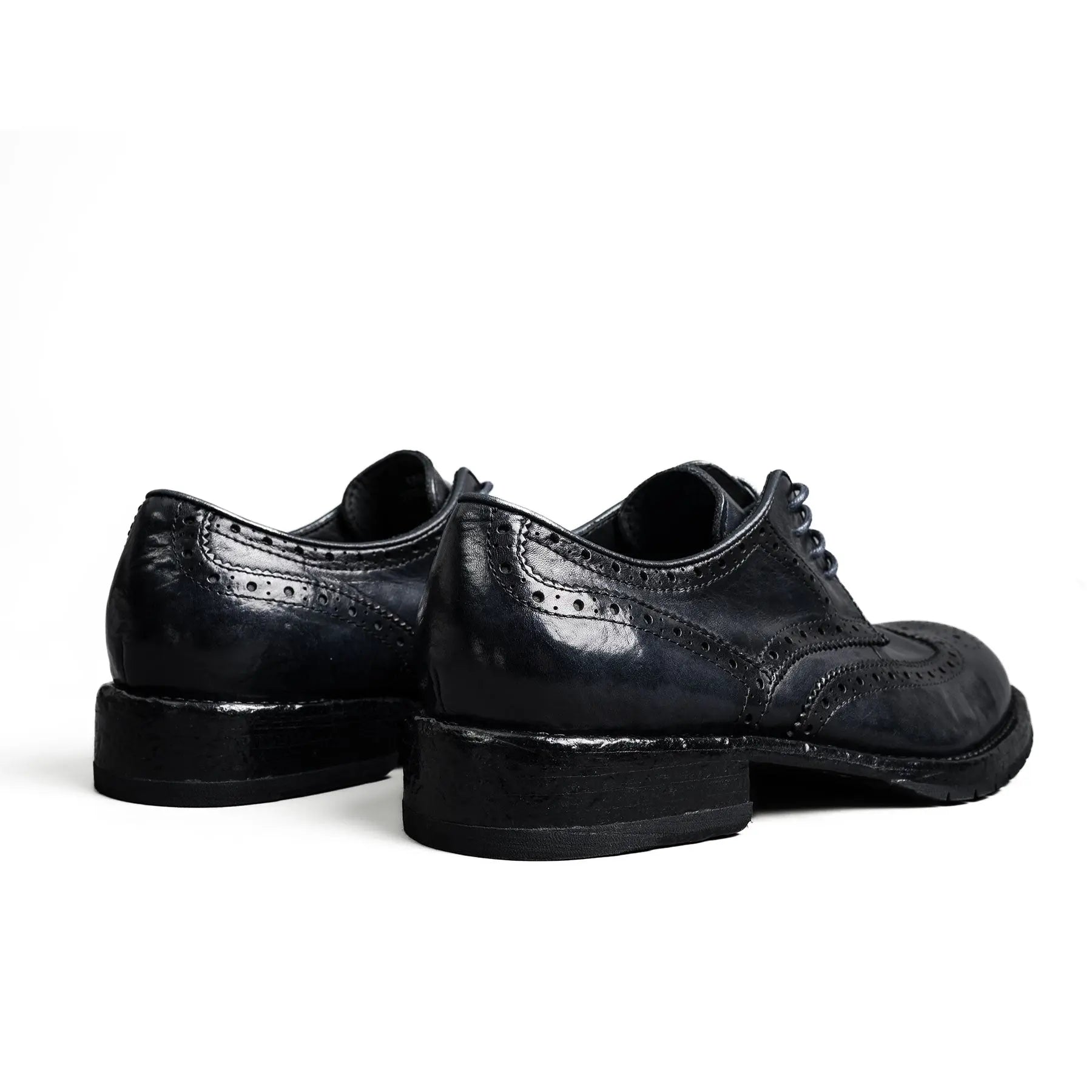 Midnight Navy Washed Leather Brogue Derbies
